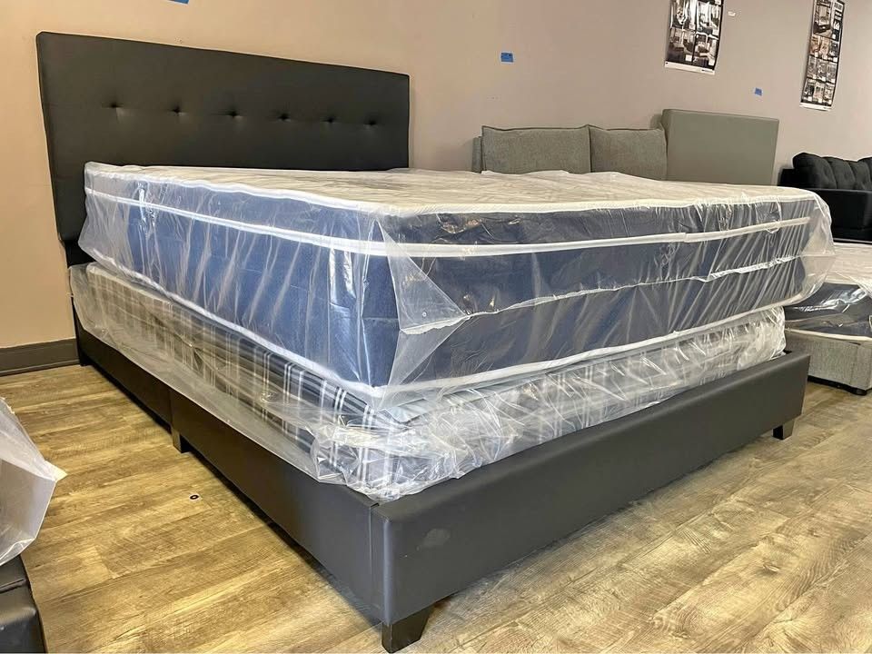 BRAND NEW QUEEN SIZE BED FRAME / PILLOW TOP MATTRESS AND BOX SPRING $445!