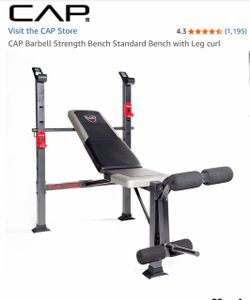 CAP Barbell Strength Standard Bench with Leg Curl and Signature Fitness 100lb Weight Set