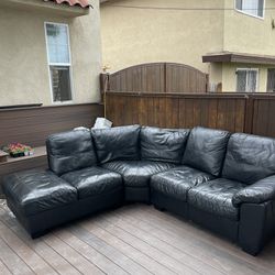 Black Leather Sectional Sofa 
