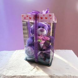 Purple Bear With Light And Flowers 