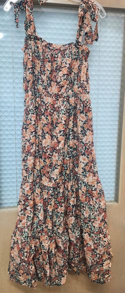 August Sky Floral Flowy Ankle Dress Size Small