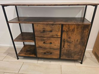 Industrial Rustic Sideboard with Drawers and Shelves