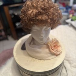 Minou Boutique Curly Human Hair Pixie Wig Roller Set Pin Curl Color Bronze