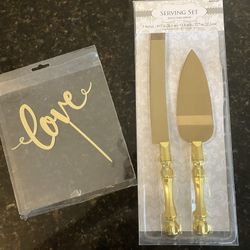 Wedding Cake Serving Set And Topper—will Sell Separately
