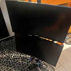 Samsung Dual 22” Curved Monitor On Adjustable Vertical Mount