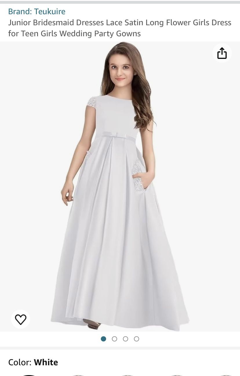 First Communion/Flower Girl/White Formal Dress: Girls Size 16