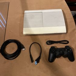 Sony PS3 Super Slim 500GB White CECH-4001C Console w/ Cords & Controller