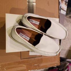 Steve Madden Mens White Leather Loafers Size 11