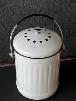 Compost Bin - Stainless Steel - White - 1.3 Gallon