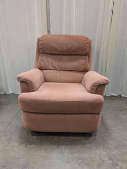 Muted Peach Plush Fabric Recliner