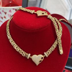 Juego De Gargantilla Oro 10 Kt 