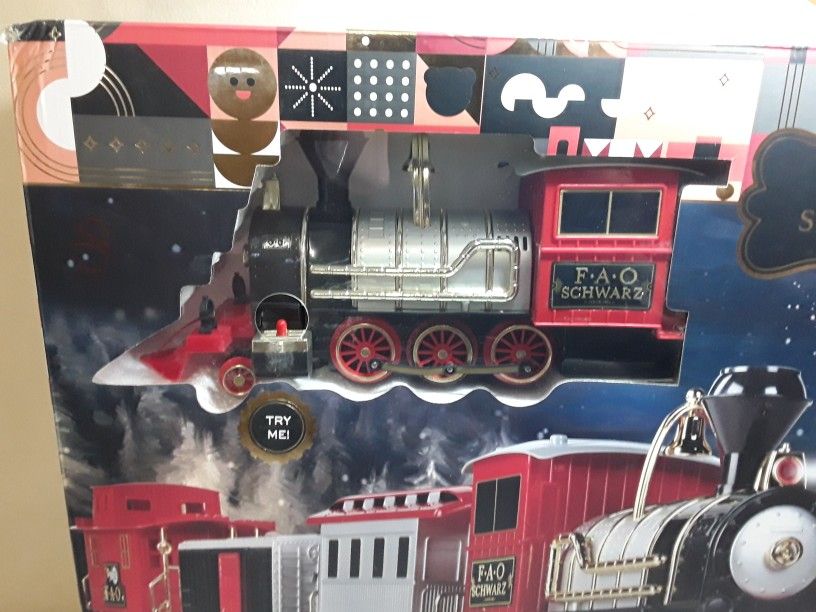 FAO Schwarz 34 Piece Motorized Train Set Black/Red/White 1002061