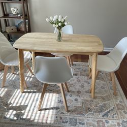 Dining Room Set — Solid Wood Table + 4 Chairs