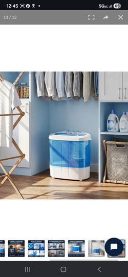 Portable Washer 9.9lb Mini Compact Twin Tub Washing Top Load Spinning and Washing Combo