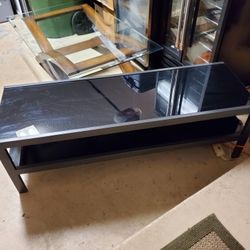 Large Entertainment Table Console Glass Metal Television Table 