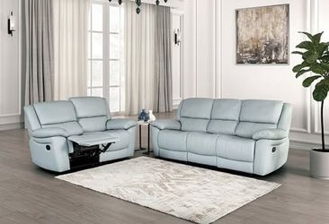 💎2 PIECE SOFA LOVESEAT COUCH RECLINERS POWDER BLUE SALA RECLINABLES LIVING ROOM SET💎