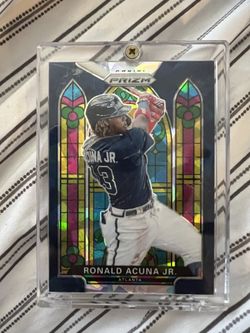 2021 Panini Prism Stained Glass Blue Cracked Ice Ronald Acuna #/25
