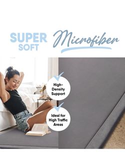 Memory Foam Area Rug for Living Room, Microfiber Rug with Built in Rug Pad, Fade & Stain Resistant Carpet for Living Room, Kids Room, and Bedroom, 5'x