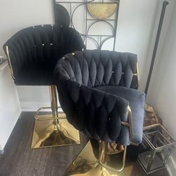 Black Gold Bar Stools (2) 