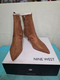 Nine West Tan Suede Pointed-Toe Ankle Boots