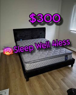 NEW QUEEN BED FRAME AND MATTRESS
