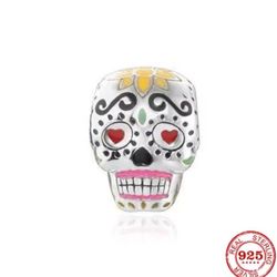 Sugar Skull Dia De Los Muertos European Charm 4 Snake Chain Bracelets 925 Silver