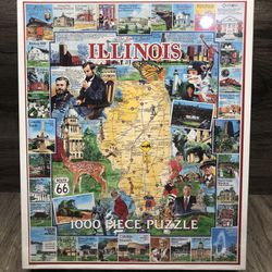 Illinois 1000 Pc Jigsaw Puzzle White Mountain Puzzles Land of Lincoln USA Made