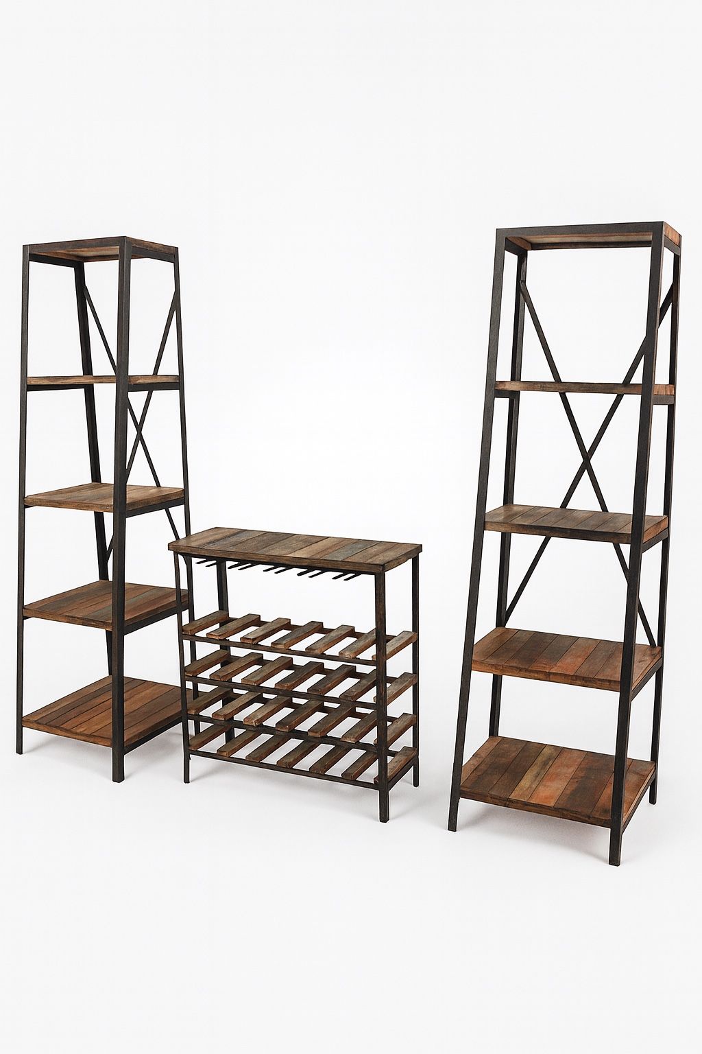 Rustic Wine Rack And 2 Shelves 