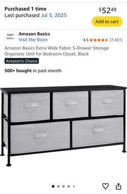 Amazon Basics Fabric 5-Drawer Storage Organizer (location: River North)
