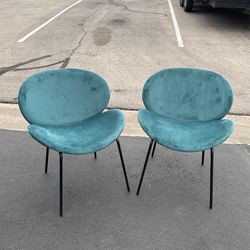 Set of 2 Velvet Teal Accent Chairs 