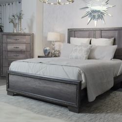 Brand New Gray Bed Frame With Glittering Strips - Queen Or King Size 