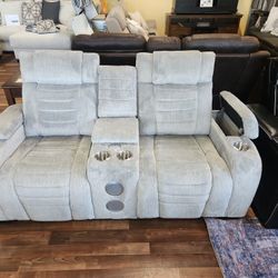 NEW Ronan Tech Loveseat With Recliners And Bluetooth Speakers! 