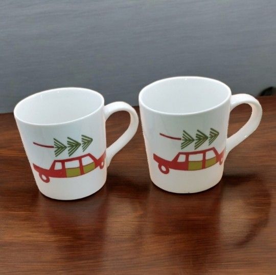 Set of 2 Crate and Barrel Christmas Cups
