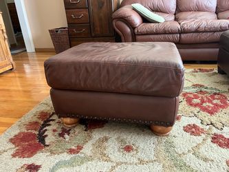 Brown Leather Ottoman