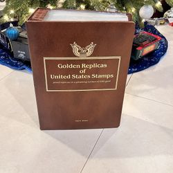 22 KT Gold Replica U.S. Stamps 66 Piece Collector Book 