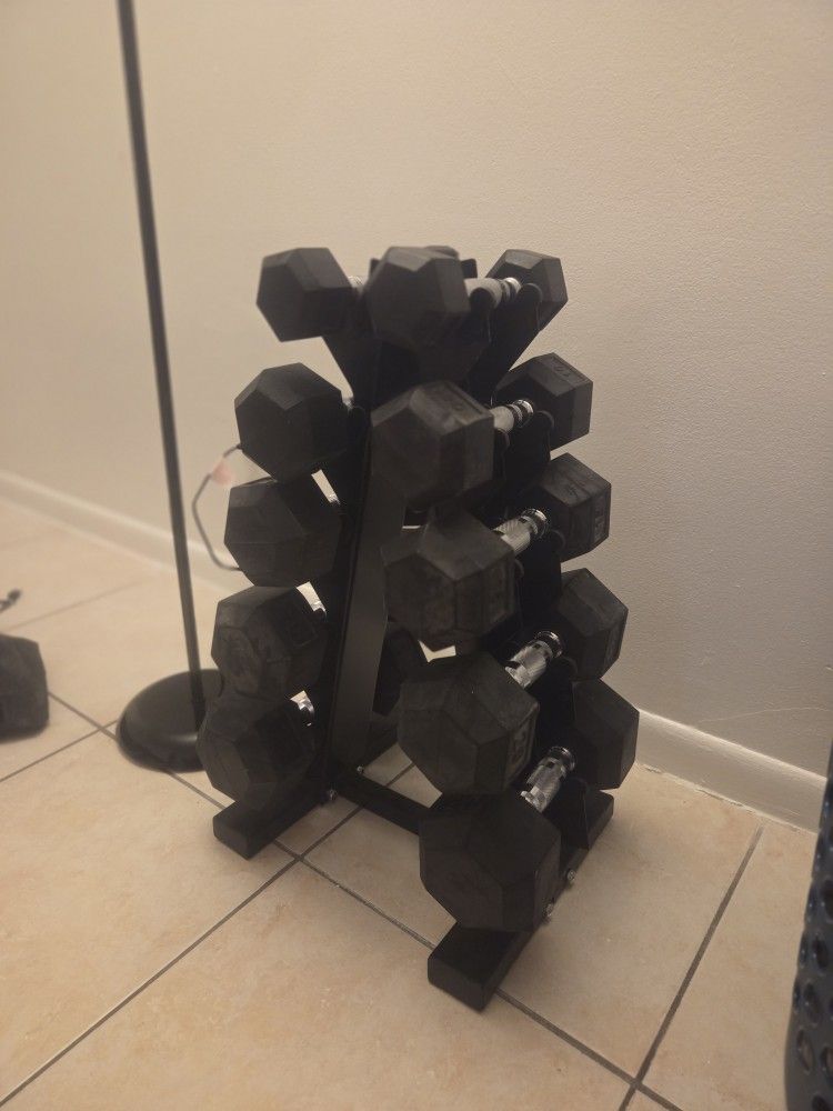 Barbell Dumbbell Set with Rack 150lbs