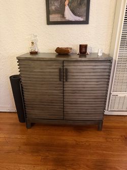 PENDING SALE - Gray Wood Two-Door Accent Cabinet