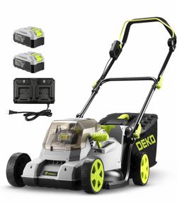 Electric Lawn Mower Cordless: DEKOPRO 40v Electric Lawn Mower, 16" Brushless Battery Lawn Mower with 6-Position Adjustable Cutting Height, 2x4.0ah Bat
