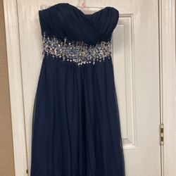 Strapless Blue Party Dress