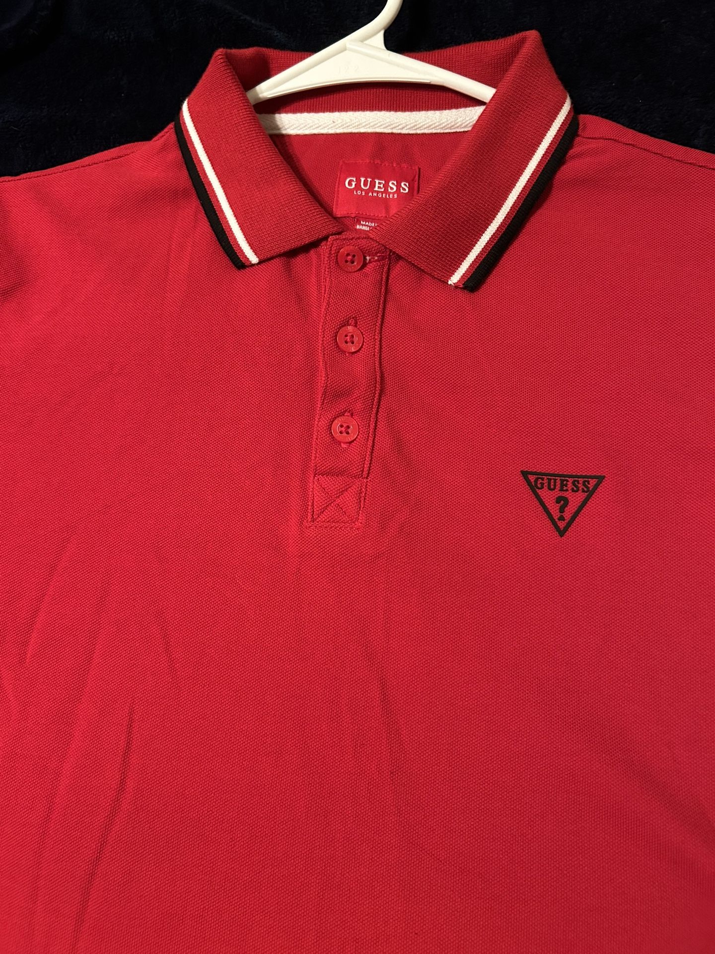 Men’s Guess Polo Shirt In Size Extra Small Red