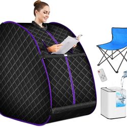OPPSDECOR Steam Sauna Spa Portable Foldable Personal Indoor Sauna Tent Pot for Therapeutic Reduce Stress Fatigue with Remote Chair Indoor Home