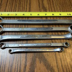 5 Vintage Craftsman Offset Double Box End Wrenches 1/4” - 3/4" USA Mechanic Tools