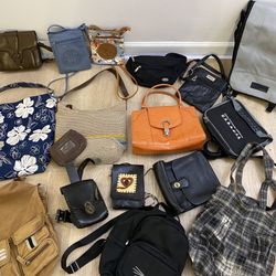 Bunch Of Purses And BAGS IN A BIG Basket