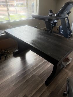 Dark Wood Desk and Credenza