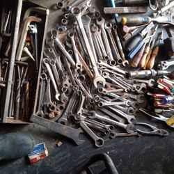 Bunch Of Different Wrenches And Tools Sockets