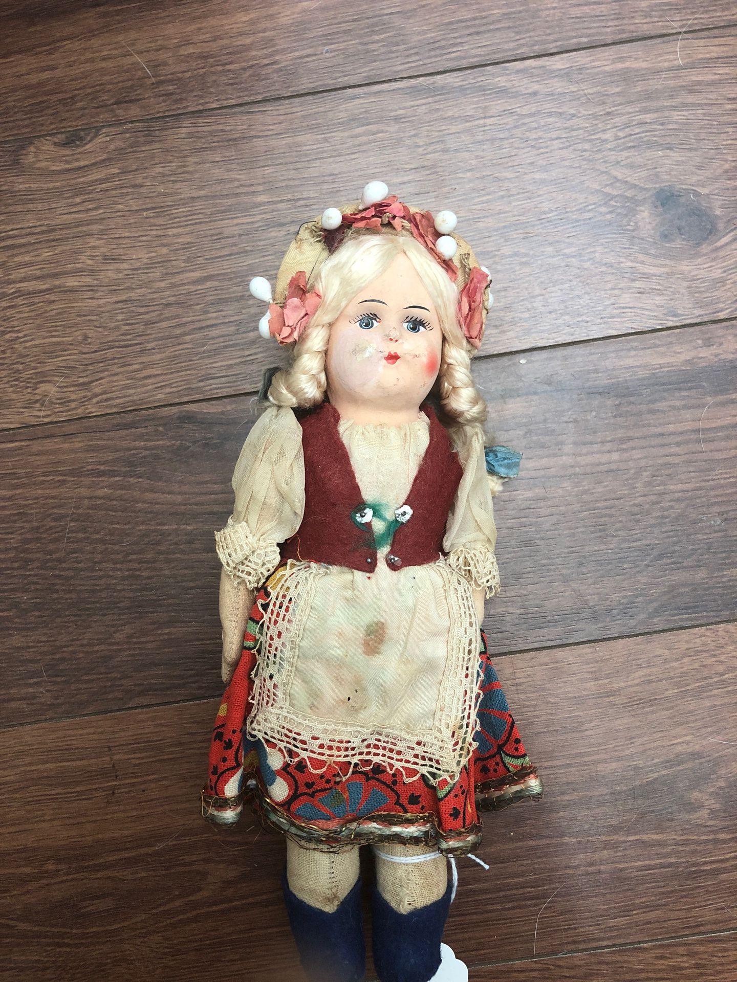 Antique cloth doll from the 1950s - European