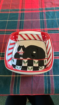 Christmas Black Cat Serving Bowl.