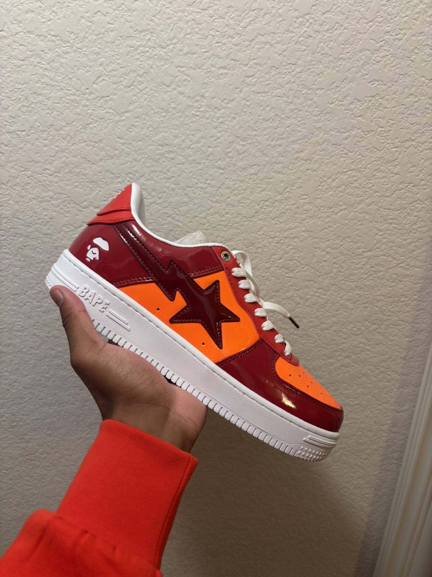 Wine Red & Orange Bapesta