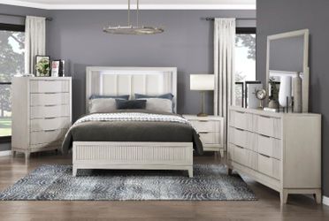 June Promotion Modern accenting w/classic design bedroom set w/LED back-lit