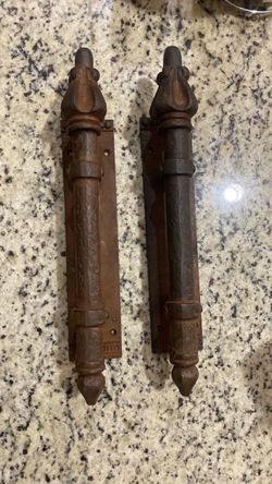 Antique Cast Iron Door Bolt Latches Pair